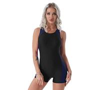 Nimiya Swimming Costume for Women Boyleg Swimsuit Modest Swimwear One Piece Swimming Suits Navy Blue S