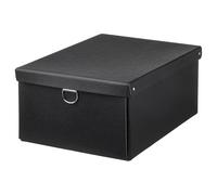 NIMM Storage Box With Lid Storage Organizer Bin Basket Black Bedroom Wardrobe Box General Storage Archive Box With Lid 25x35x15 cm + Free TSA Shoe Bag