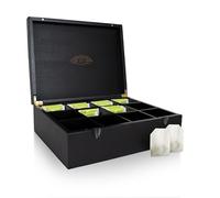 Nimma Tea Box with 12 Compartments, Magnetic Closure, Compatible with Pickwick, Lipton, etc. - Black