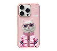 Nimmy Compatible with iPhone 16 Pro 3D Glasses Zipper Beauty Cat Embroidery Embossed Cool Cute Case