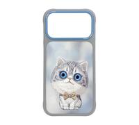 Nimmy Friends Big Eye Silver Shaded Cat Case MagSafe iPhone 17 Pro Max Grey Blue