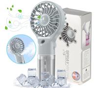 NimNik Handheld Fan with Humidifier Spray Portable USB Hand Held Mini Fan Rechargeable 5200mAh Power Bank, 4 Adjustable Speed Fan for School,Home, Office, Travel