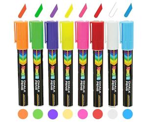 NimNik Liquid Chalk Markers Pens - Chalk Pens 6mm Reversible Nib - Chalk Markers for Glass, Windows - 8 Pack