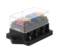 Nimoa Car Modified Straight Row 4 Way Fuse Holder-For 12-24v Car with 5 10 15 20a Fuse Box Holder