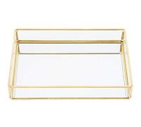 Nimoa Cosmetic display box-retro metal glass storage box gold tray jewelry cosmetic display box(M)