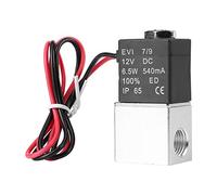 Nimomo 12V DC 1/4" Electric Solenoid Valve, 2 Way Normally Closed Pneumatic Aluminum Air Valve, Direct-Acting Water Gas Fluid Valve Replacement for Industrial and Home Use