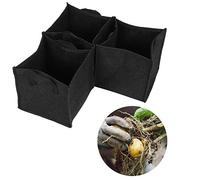 Nimomo 3Pcs Felt Grow Bag 3 gallon, Fabric Pots, Planting Multipurpose Plant Growing with Handles Black Square Garden Vegetable Container(19.5 * 19.5 * 20CM)