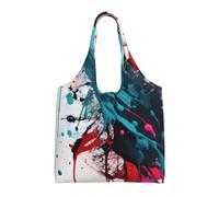 NImongt Abstract Paint Splashes Print Unisex Oversized Canvas Tote Bag Reusable Lightweight Shoulder Handbag Shopping