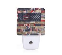 NImongt American Flag Patchwork Print Bedroom Kids Room Bathroom Hallway Nightlight Illumination for Home Decor Dorm