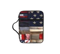 NImongt American Flag Patchwork Print Bible Storage Bag for Church Travel Scripture Organizer Ecclesiastical Accessory