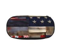 NImongt American Flag Patchwork Print Stylish Pencil Bag Pen Case School Supplies Makeup Storage Travel Office Class Use