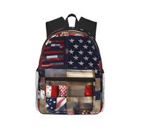 NImongt American Flag Patchwork Print Unisex Comfortable Lightweight Casual Backpack Travel Commuting Outdoor Sports