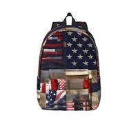 NImongt American Flag Patchwork Print Unisex Lightweight Backpack Double Shoulder Bag For Work Travel Outdoor Sports