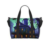 NImongt Black Haunted Mansion Print Versatile Hand Travel Bag Lightweight Tote Weekend Beach Getaways Gym Commutes