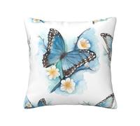 NImongt Blue Butterfly On Blossom Flower Print Practical Throw Pillow Covers Decor All-Season Square Pillowcases Bed Living Room