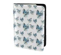 NImongt Blue Butterfly On Blossom Flower Print Stylish Passport 5.5in Travel Document for Men Women Business Leisure Trips Wallet