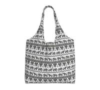 NImongt Bohemian Elephant Pattern Print Unisex Oversized Canvas Tote Bag Reusable Lightweight Shoulder Handbag Shopping
