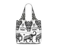 NImongt Bohemian Elephant Pattern Print Women Men Foldable Reusable Shopping Lightweight Tote Bag Weekend Travel Gym Beach
