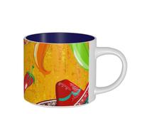 NImongt Cactus Hat and Chili Pepper Print Adults Large Capacity Ceramic Mugs Home Camping Gifting Outdoor Kitchen Wedding