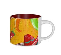 NImongt Cactus Hat and Chili Pepper Print Adults Large Capacity Ceramic Mugs Home Camping Gifting Outdoor Kitchen Wedding
