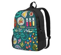 NImongt Cartoon Science Theme Print Large Capacity Backpack For Adults Travel School Commuter Work Daily Use Outdoor