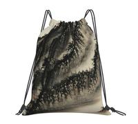 NImongt Chinese Painting Print Lightweight Drawstring Backpack Unisex Bag Fitness Travel Yoga Outdoor Activities