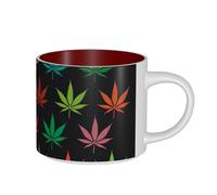 NImongt Colorful Cannabis Leaves Print Adults Large Capacity Ceramic Mugs Home Camping Gifting Outdoor Kitchen Wedding