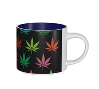 NImongt Colorful Cannabis Leaves Print Adults Large Capacity Ceramic Mugs Home Camping Gifting Outdoor Kitchen Wedding