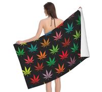 NImongt Colorful Cannabis Leaves Print Colorful Bath Towel 52 x 32 in Sandproof Quick Dry Lightweight Towel for Adults