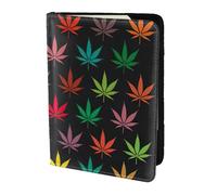 NImongt Colorful Cannabis Leaves Print Stylish Passport 5.5in Travel Document for Men Women Business Leisure Trips Wallet