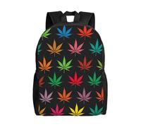 NImongt Colorful Cannabis Leaves Print Waterproof Backpack Unisex Travel Work Outdoor Daypack Business Trips Daily Use