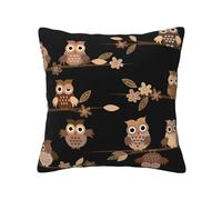 NImongt Cute Brown Cartoon Owls Print Practical Throw Pillow Covers Decor All-Season Square Pillowcases Bed Living Room