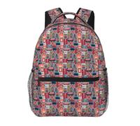 NImongt England Symbols Print Casual Backpack Bag Travel Outdoor Activities Comfortable Everyday Hiking Cycling
