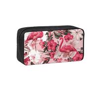 NImongt Flamingo Floral Printed Print Unisex Pen Case Large-Capacity Stationery Accessory Office Travel Organizer Pouch