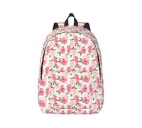 NImongt Floral Flower Rose Pink Print Unisex Lightweight Backpack Double Shoulder Bag For Work Travel Outdoor Sports