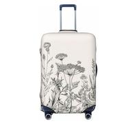 NImongt Floral Herbs Botanical Engraving Print Suitcase Cover Universal Elastic Luggage Accessory Holiday Beach Business Travel