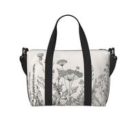 NImongt Floral Herbs Botanical Engraving Print Versatile Hand Travel Bag Lightweight Tote Weekend Beach Getaways Gym Commutes