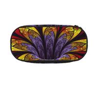 NImongt Flower Stained Glass Print Stylish Pencil Bag Pen Case School Supplies Makeup Storage Travel Office Class Use