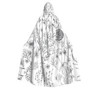 NImongt Flowering Herbs And Herbaceous Plants Print Halloween Hooded Comfortable Cloak Adult Fulllength For Medieval Cosplay Costumes