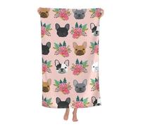 NImongt French Bulldog And flowers Print Summer Needs Oversized Adult Beach Towel 32 x 52 in Soft Quick Dry Lightweight