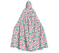NImongt Fruits Watermelon Print Hooded Cloak Unisex 190cm Carnival Themed Outdoor Celebration Costume Cosplay Party