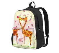 NImongt Giraffe Heart Flower Butterfly Print Large Capacity Backpack For Adults Travel School Commuter Work Daily Use Outdoor