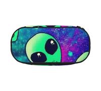 NImongt Green Aliens Print Stylish Pencil Bag Pen Case School Supplies Makeup Storage Travel Office Class Use