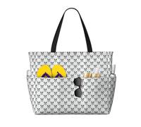 NImongt Halloween Themed Monochrome Skeleton Head Print Beach Travel Bag Foldable Tote For Vacation Outdoor Picnic Camping Daily Commute