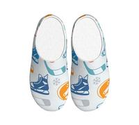 NImongt Hockey Elements Creative Patterned Print Indoor Footwear Washable Slippers for Women Men Cute Stylish Hotel shoes for Guests