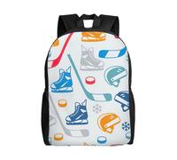 NImongt Hockey Elements Creative Patterned Print Waterproof Backpack Unisex Travel Work Outdoor Daypack Business Trips Daily Use