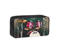 NImongt Jazz Drum Print Unisex Pen Case Large-Capacity Stationery Accessory Office Travel Organizer Pouch