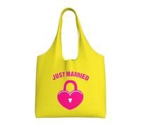 NImongt Just Married Print Unisex Oversized Canvas Tote Bag Reusable Lightweight Shoulder Handbag Shopping