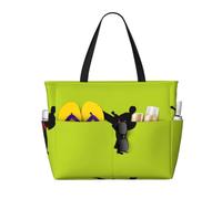 NImongt Karate Boy Vector Changeable Belt Color Print Beach Travel Bag Foldable Tote For Vacation Outdoor Picnic Camping Daily Commute
