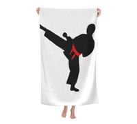 NImongt Karate Boy Vector Changeable Belt Color Print Oversized Adult Beach Towel For Travel Weekend Getaways Festivals Camping Trips